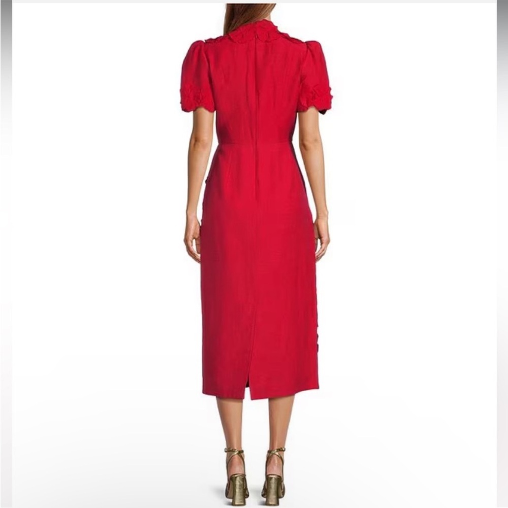 NWT Antonio Melani Willow Floral Applique Mock Neck Short Sleeve Midi Dress - Picture 4 of 12